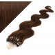 50cm Wellige Micro ring/easy loop haare REMY – mittelbraun