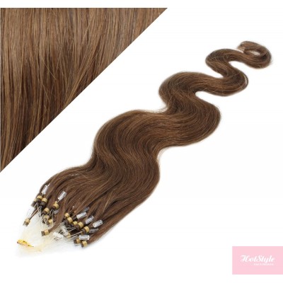 50cm Wellige Micro ring/easy loop haare REMY – helleres braun