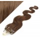 50cm Wellige Micro ring/easy loop haare REMY – helleres braun