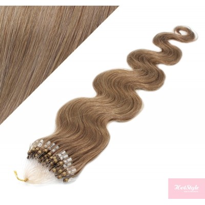 50cm Wellige Micro ring/easy loop haare REMY – hellbraun