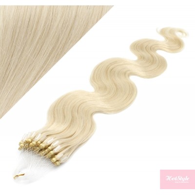 50cm Wellige Micro ring/easy loop haare REMY – platin