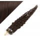 50 cm Lockige Micro Ring/easy loop haare REMY – dunkelbraun