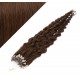 50 cm Lockige Micro Ring/easy loop haare REMY – mittelbraun