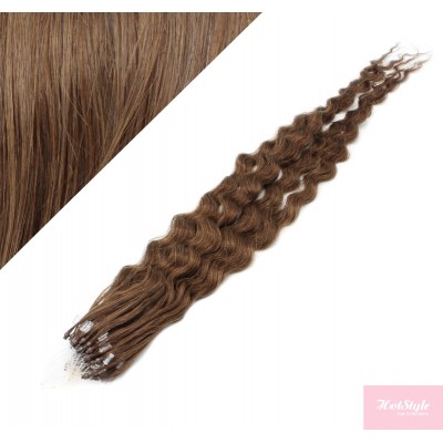 50 cm Lockige Micro Ring/easy loop haare REMY – helleres braun