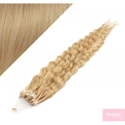 50 cm Lockige Micro Ring/easy loop haare REMY – naturblond