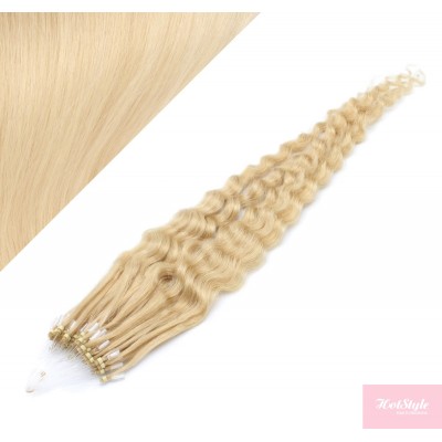 50 cm Lockige Micro Ring/easy loop haare REMY – weißblond