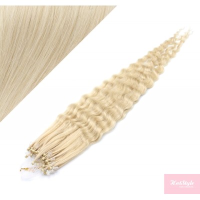 50 cm Lockige Micro Ring/easy loop haare REMY – platin