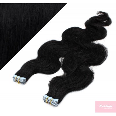 Wellige Tape in Haare 50cm - schwarz