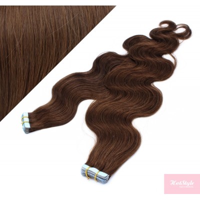 Wellige Tape in Haare 50cm - mittelbraun