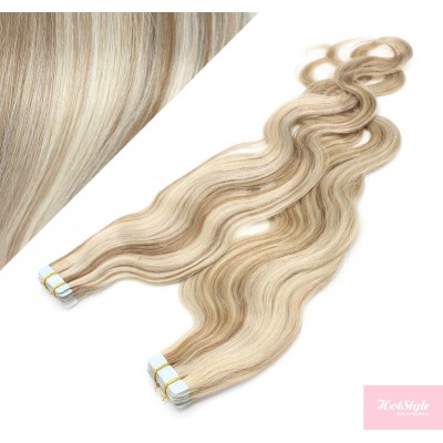 Wellige Tape in Haare 50cm - platin/hellbraun