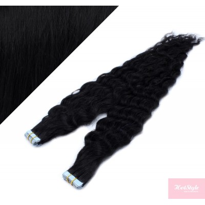 Lockige Tape in Haare 50cm - schwarz