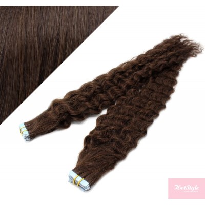 Lockige Tape in Haare 50cm - dunkelbraun