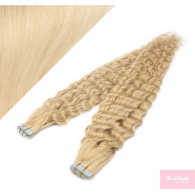 Lockige Tape in Haare 50cm - weißblond