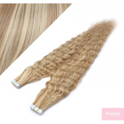 Lockige Tape in Haare 50cm - helle Strähnchen