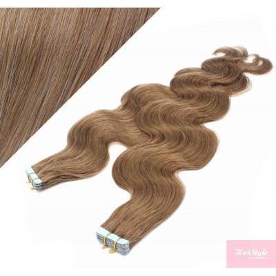 Wellige Tape in Haare 60cm - hellbraun