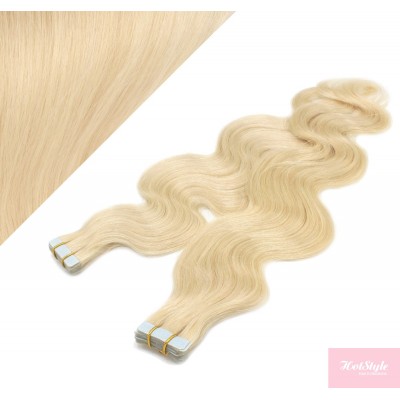 Wellige Tape in Haare 60cm - weißblond