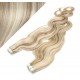 Wellige Tape in Haare 60cm - platin/hellbraun