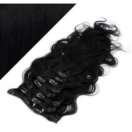 50cm wellige REMY Clip In Haare - schwarz