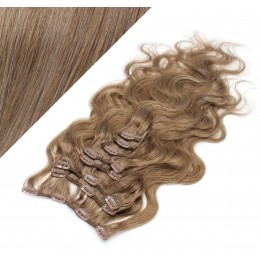 50cm wellige REMY Clip In Haare - hellbraun