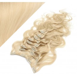 50cm wellige REMY Clip In Haare - weißblond