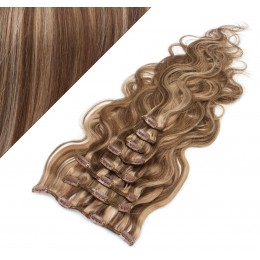 50cm wellige REMY Clip In Haare - dunkle Strähnchen