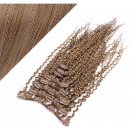 50cm lockige REMY Clip In Haare - hellbraun