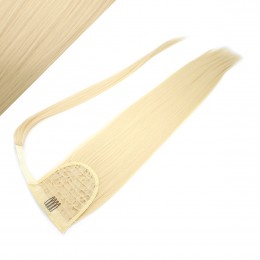 Gerade Clip In Pferdeschwanz/Zopf, 100% japanische Kanekalon Fasern, 60cm – weißblond