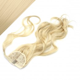 Lockige Clip In Pferdeschwanz/Zopf, 100% japanische Kanekalon Fasern, 60 cm – weißblond