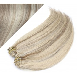 53 cm gerade REMY Clip In Deluxe Haare - platin/hellbraun