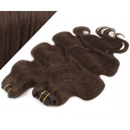 53 cm wellige REMY Clip In Deluxe Haare - dunkelbraun