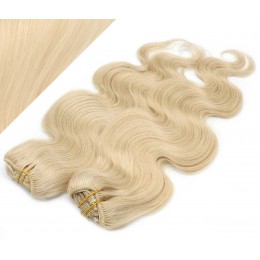 53 cm wellige REMY Clip In Deluxe Haare - weißblond