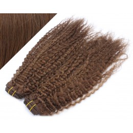 53 cm lockige REMY Clip In Deluxe Haare - mittelbraun