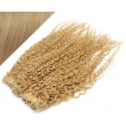 53 cm lockige REMY Clip In Deluxe Haare - naturblond