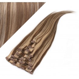 40cm REMY Clip In Haar - dunkle Strähnchen