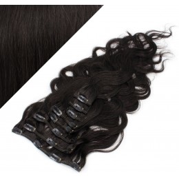 50cm wellige REMY Clip In Haare - schwarz natürlich