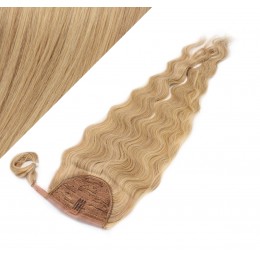 Wellige Clip Pferdeschwanz/Zopf, 100% Remy Menschenhaar, 50 cm - naturblond/hellblond