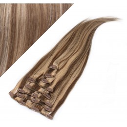 50cm REMY Clip In Haar - dunkle Strähnchen