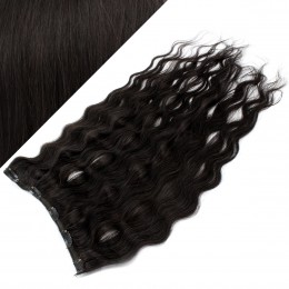 Wellige Remy Clip-In Haarteil, 43cm – schwarz natürlich