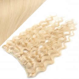 Wellige Remy Clip-In Haarteil, 53cm – weißblond