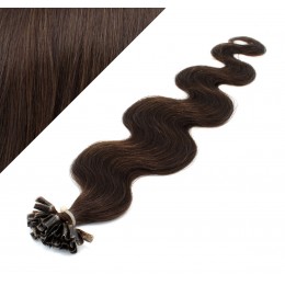 Wellige 50 cm REMY haar europäischen typs für die Keratinmethode - dunkelbraun