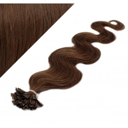 Wellige 50 cm REMY haar europäischen typs für die Keratinmethode - mittelbraun