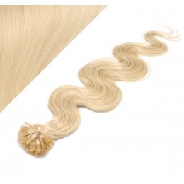 Wellige 50 cm REMY haar europäischen typs für die Keratinmethode - weißblond