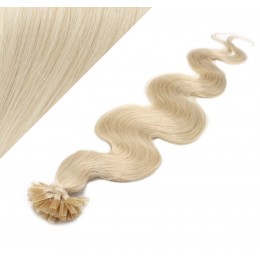 Wellige 60 cm REMY haar europäischen typs für die Keratinmethode - platin