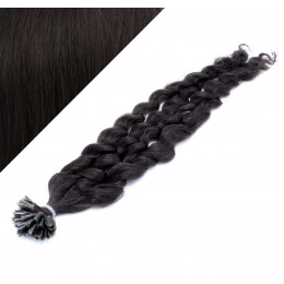 Lockiges 50 cm REMY haar europäischen typs für die Keratinmethode - schwarz natürlich