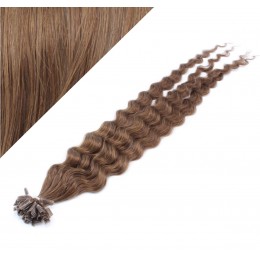 Lockiges 50 cm REMY haar europäischen typs für die Keratinmethode - helleres braun