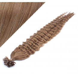 Lockiges 50 cm REMY haar europäischen typs für die Keratinmethode - hellbraun