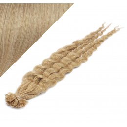 Lockiges 50 cm REMY haar europäischen typs für die Keratinmethode - naturblond