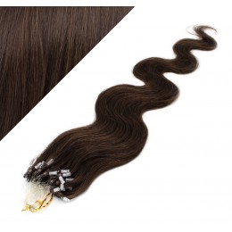 50cm Wellige Micro ring/easy loop haare REMY – dunkelbraun