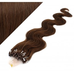 50cm Wellige Micro ring/easy loop haare REMY – mittelbraun