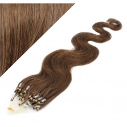 50cm Wellige Micro ring/easy loop haare REMY – helleres braun